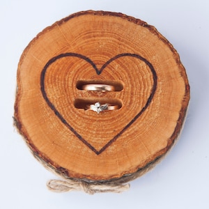 Rustic ring bearer pillow,  wedding wood slice, rustic ring box,  birch wedding decoration, wood wedding decor, ring pillow alternative,