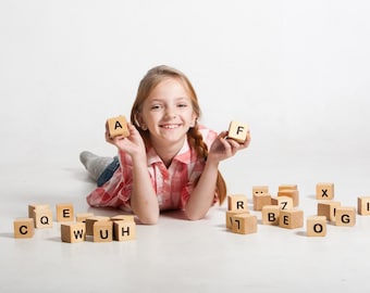 Alphabet blocks, blocks with letters, wooden building blocks, eco fiendly toy