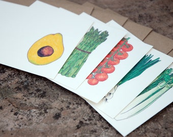 Vegetable Garden Illustrated Notecards {Set of 15}