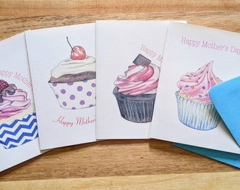 Sweet Mother's Day Greeting Cards: Cupcakes (set of 4)