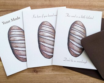 Bread Pun Greeting Cards (set of 3)