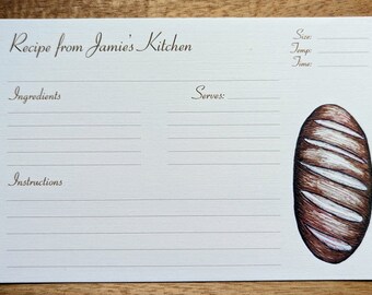 Bread Baker Personalized Recipe Cards {Set of 20} - Home Baker Gift for Chef