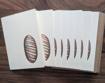 Bread Loaf Illustrated Note Cards  (set of 8) Bread Baker Cards