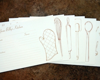Personalized Baker's Recipe Cards {Set of 20} Perfect Gift for Home Baker Pastry Chef
