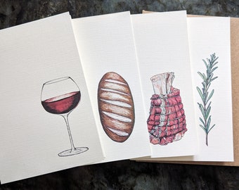 Family Meal - Illustrated Note Cards  (set of 8)