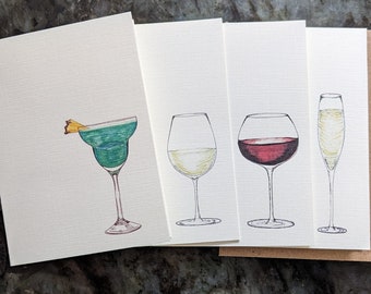 Cocktail Hour Illustrated Note Cards  (set of 8)