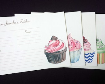 Sweet Cupcake Personalized Recipe Cards {Set of 20} - made to order