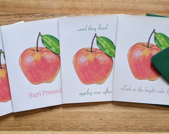 Witty Apple Greeting Cards (set of 4)