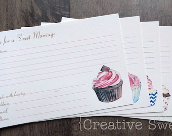 Bridal Shower "Recipe for a Sweet Marriage" Cupcake Cards {Set of 20}