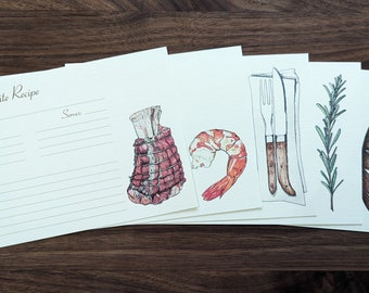 Personalized Recipe Cards: Surf and Turf {Set of 20} - made to order