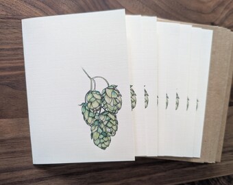 Beer Garden Hops Illustration Tiny Note Cards  {Set of 8}  - A1, blank inside