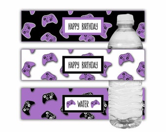 Video Game Party Water Bottle Label Printable Gamer Party Etsy