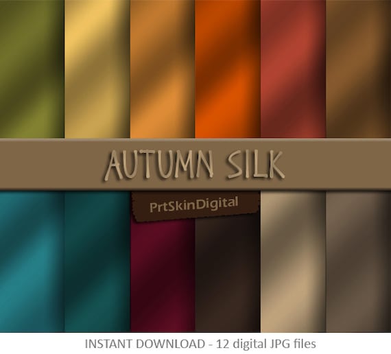 Autumn Silk Texture Digital Paper Pack in 12 Amazing Autumn Colors for scrapbook backgrounds, invitations, cards and crafts Il_570xn