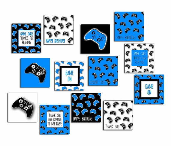Gamer Party Printable Thank You Tags, Video Game Party Favor Tags, Gamer Birthday Party Decorations, DIY Gift Labels Il_570xn