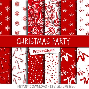 Weihnachten Digital Paper Pack, rot weiß Urlaub Muster (digitaler Download)
