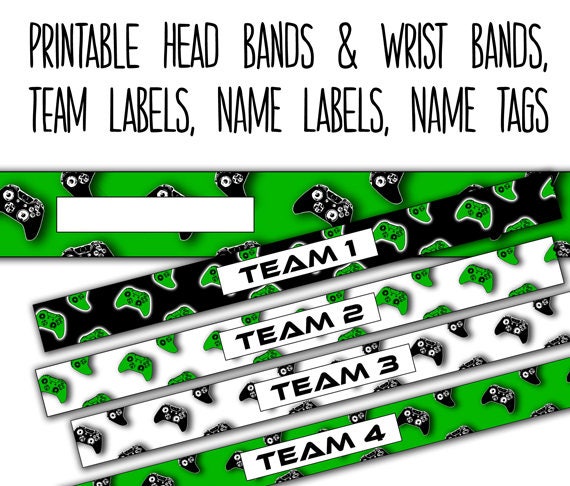 Video Game Party Name Tags, Printable Name Labels, Team Tags, Printable Headbands, Video Game Label, INSTANT DOWNLOAD Il_570xn