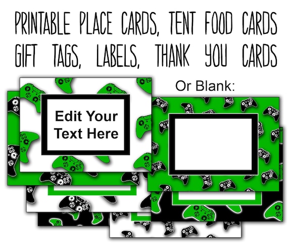 Video Game Party Editable Tags, Printable Food Labels, Place Cards, Video Game Label, Party Food Tags, Thank You Tags INSTANT DOWNLOAD Il_570xn