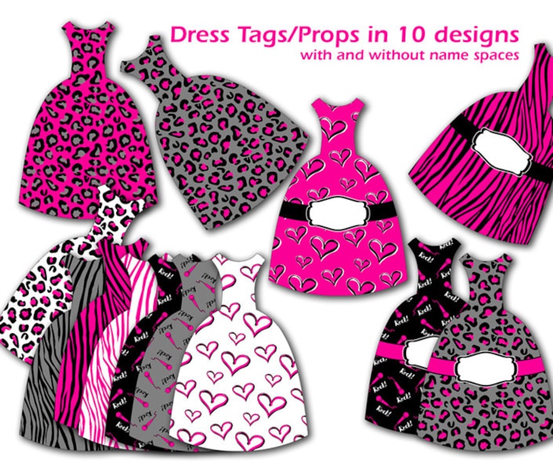 Diva Photo Booth Props Dress Birthday Gift Tags Printable Etsy