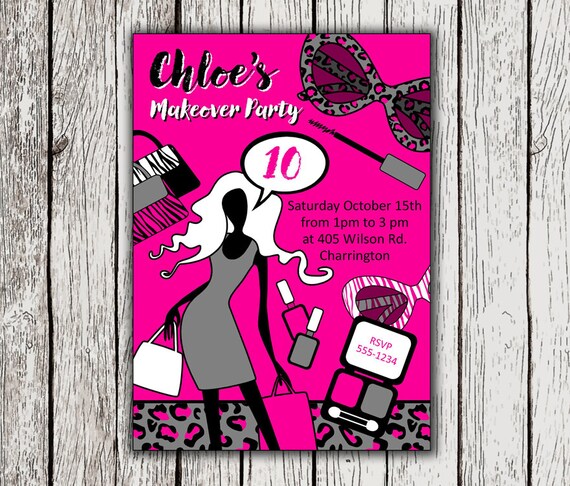 makeover party invite 10th birthday invitation diva party