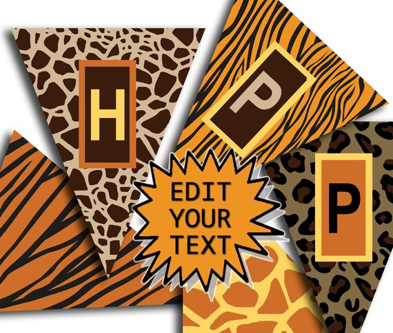 Editable Banner, Safari Birthday Banner, Printable Personalized Birthday Banner, Happy Birthday Custom Banner, Jungle Birthday Banner Il_570xn