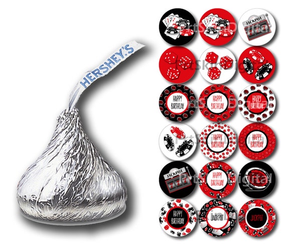 Casino Party Kisses Labels, Casino Theme Party Printable Hershey Kiss ...