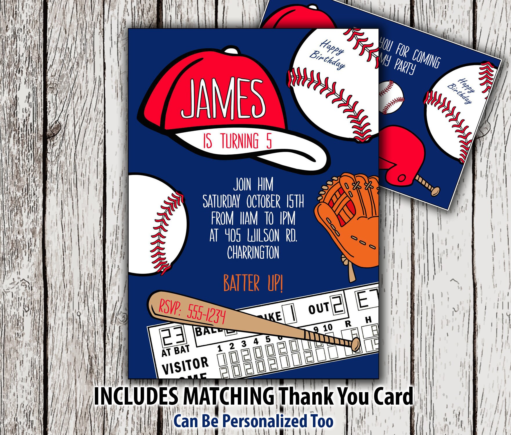 Baseball Invitation Thank You Card Printable Baseball Party Etsy Singapore
