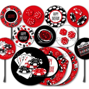 Casino Cupcake Toppers Printable Casino Cake Topper Casino - Etsy UK