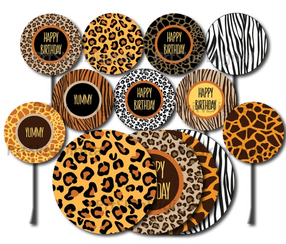 Safari Cupcake Toppers, Printable Safari Cake Topper, Safari Baby Shower, Safari Birthday Party, Safari Party, Jungle Birthday Party Il_570xn