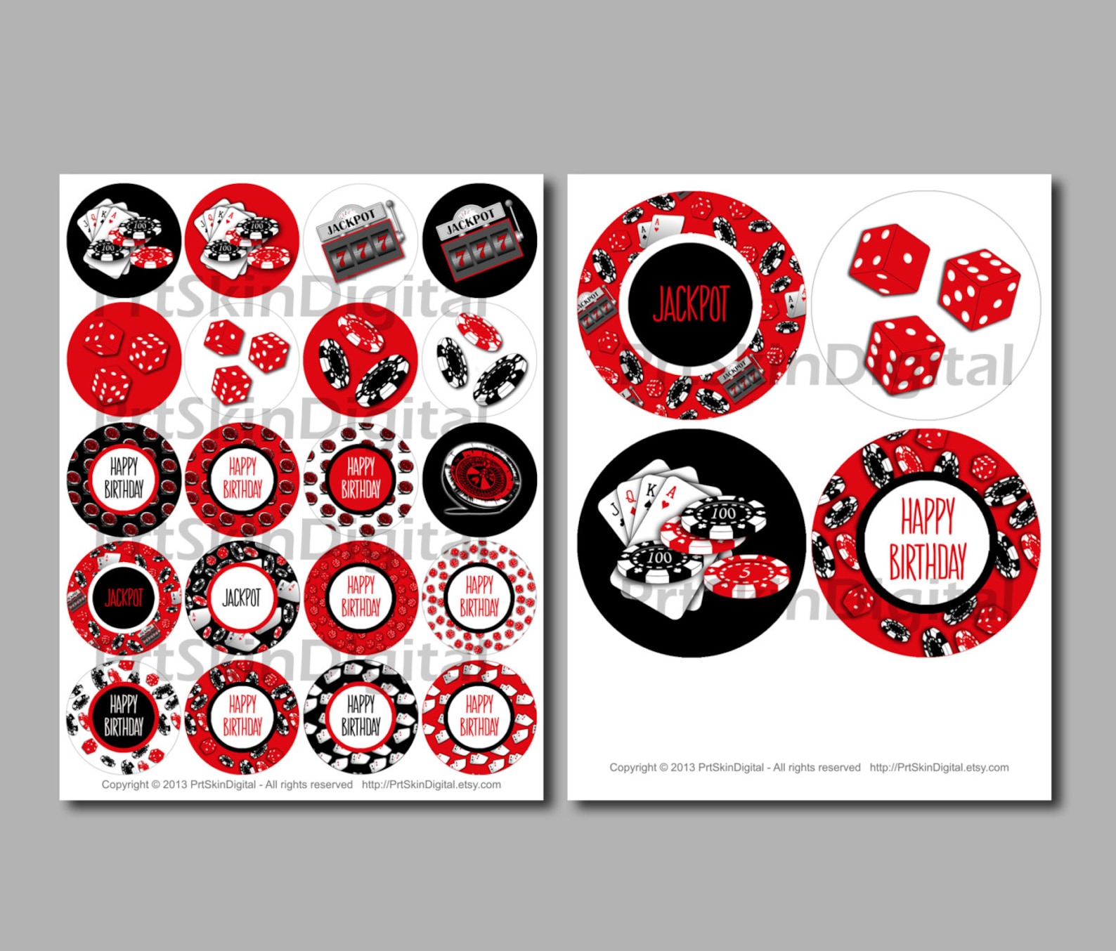 Casino Cupcake Toppers, Printable Casino Cake Topper, Casino Party ...