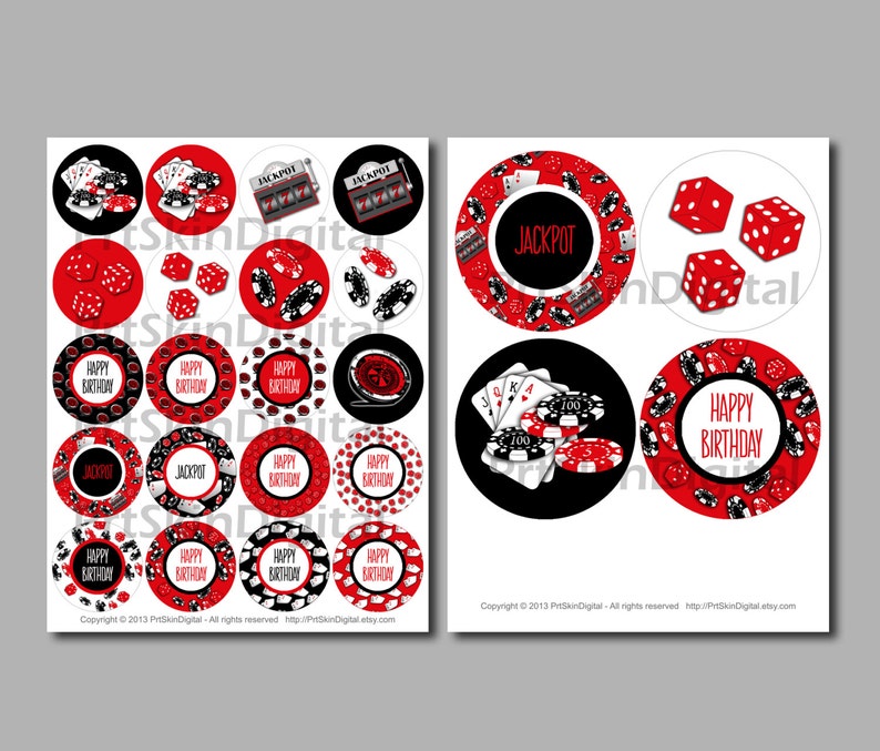 Casino Cupcake Toppers Printable Casino Cake Topper Casino - Etsy UK