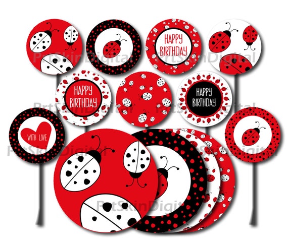 Ladybug Cake Topper, Ladybug Centerpieces, Ladybug Cupcake Toppers, Lady Bug Birthday, DIY Printable Party - INSTANT DOWNLOAD Il_570xn