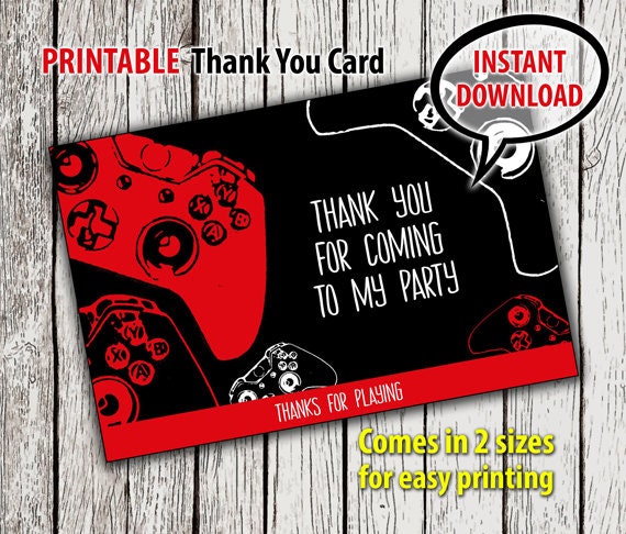 Gamer Birthday Thank You Card Printable Video Game Birthday Thank You Card Gamer Party Video Game Party Game Truck Party By Prtskindigital Catch My Party Gamer Birthday Thank You Card Printable Video Game Birthday Thank You Card Gamer Party Video Game Party Game Truck Party By Prtskindigital Catch My Party