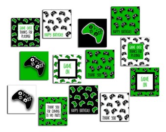 Video Game Party Favor Tags, Printable Thank You Tags, Gamer Party Labels,  Gamer Birthday Party Decorations, DIY Gift Labels