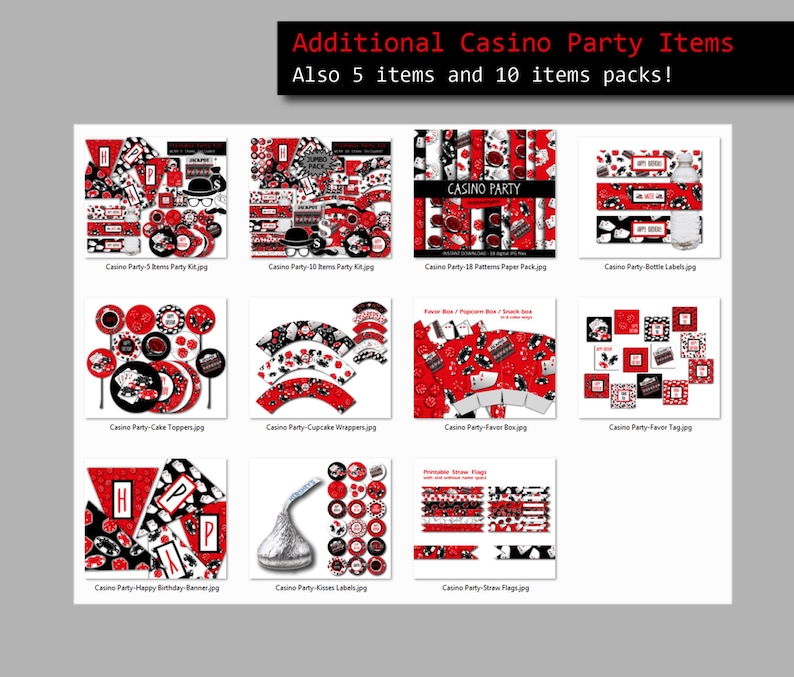Casino Cupcake Toppers, Printable Casino Cake Topper, Casino Party ...