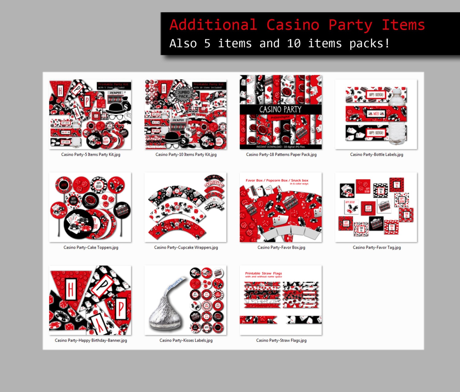 Casino Cupcake Toppers, Printable Casino Cake Topper, Casino Party ...