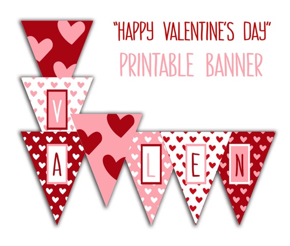 Valentines Day Banner Happy Valentines Day Banner Valentine Etsy