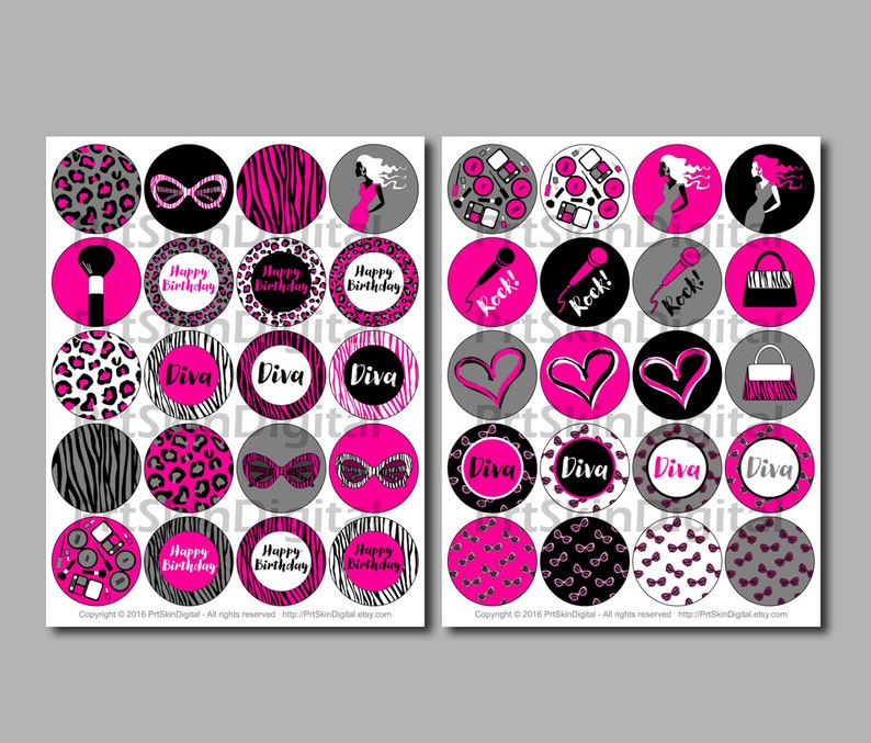 diva cake topper printable diva party cupcake topper diva