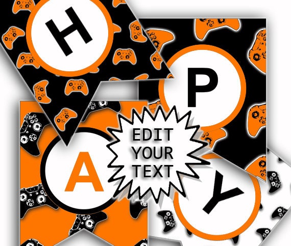 Customizable Banner, Printable Video Game Party Banner, Personalized Birthday Banner, Editable Banner, Gamer Party Banner, INSTANT DOWNLOAD Il_570xn