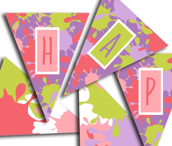 Slime Party Banner, Paintball Party Banner, Happy Birthday Banner, Art Party Decorations, Paint Party Decorations, DIY Printable Banner Il_570xn