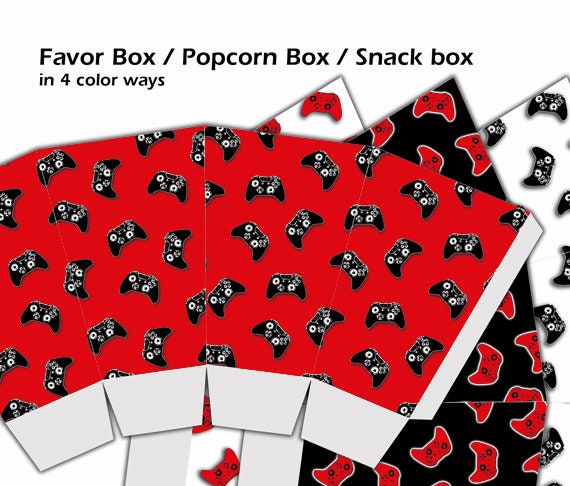 Video Game Favor Box, Printable Snack Box, Video Game Birthday, Gamer Party, Gaming Party Popcorn Box, Printable Candy Box, Video Game Party Il_570xn