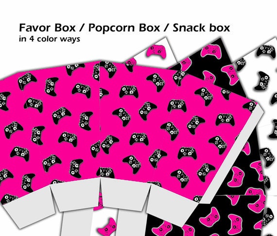 Printable Video Game Party Favor Box, Video Game Birthday Snack Box, Girl Gamer Party, Gaming Party Popcorn Box, DIY Printable Candy Box Il_570xn