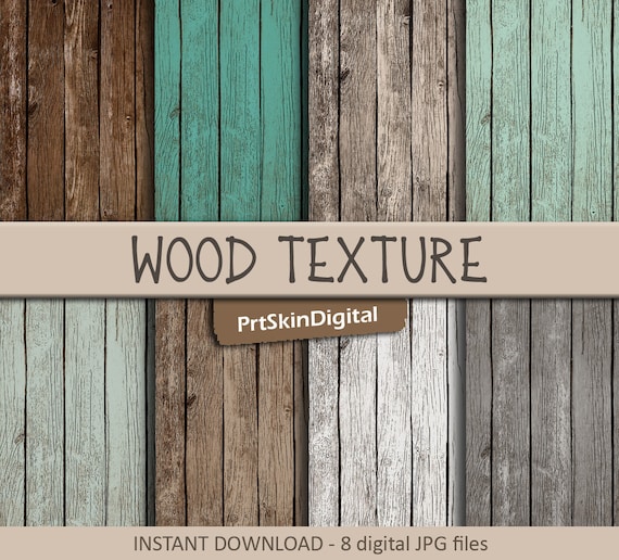 Wood digital paper "Wood Texture" with 8 color ways of distressed wood backgrounds including Brown, Gray, Teal, White & Beige Il_570xn