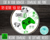 Editable Gamer Cake Topper, Printable Cake Topper Image for Round Video Game Birthday Cake, Personalized Edible Images for Cakes Il_170x135