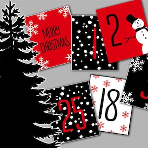 Printable Christmas Advent Calendar Numbers, Printable Advent Numbers, Printable Advent Cards, DIY Advent Calendar, INSTANT DOWNLOAD
