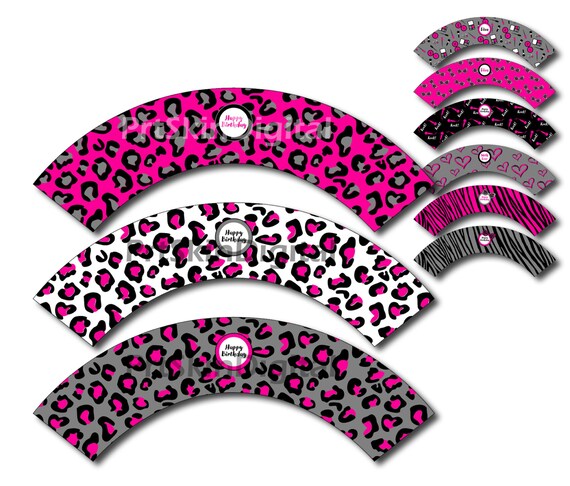Diva Party Printable Cupcake Wrappers, Diva Birthday Cup Cake Wrapper, Pink Birthday, Diva Birthday Party, Leopard Party, Glamour Party Il_570xn