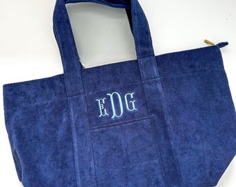 Monogrammed Sol Terry Cloth Tote Bag