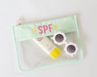 Monogrammed Clear Zipper Pouch/ Pool Bag