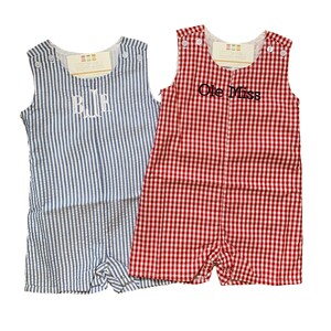 Boys Monogrammed Seersucker or Gingham Jon Jon/ Shortalls image 2