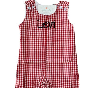 Boys Monogrammed Seersucker or Gingham Jon Jon/ Shortalls image 4