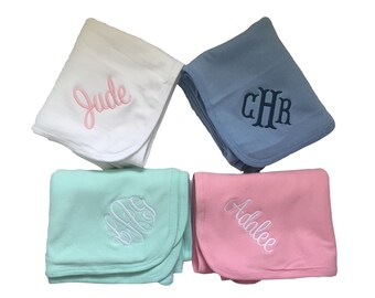 Monogrammed Cotton Receiving Blanket